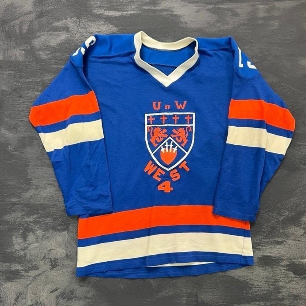 Vintage University Of Winnipeg Jersey Mens Medium Blue 1970s Canada
